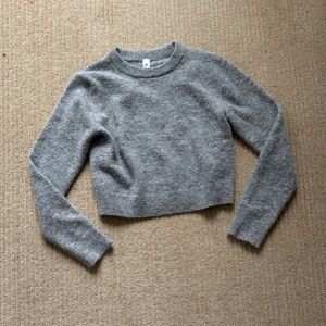 Lululemon Alpaca Wool-Blend Cropped Sweater, M, Heathered Core Medium Grey